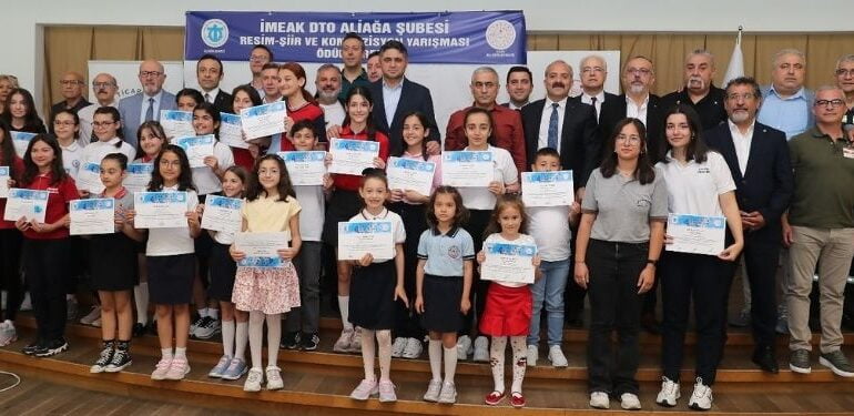 İMEAK DTO ALİAĞA ŞUBESİ’NİN DÜZENLEDİĞİ YARIŞMADA DERECEYE GİREN ÖĞRENCİLERE ÖDÜLLERİ VERİLDİ